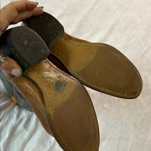 Vintage Wrangler Cowboy Boots Men’s Leather Blue Brown Size 8.5 - Picture 6 of 13